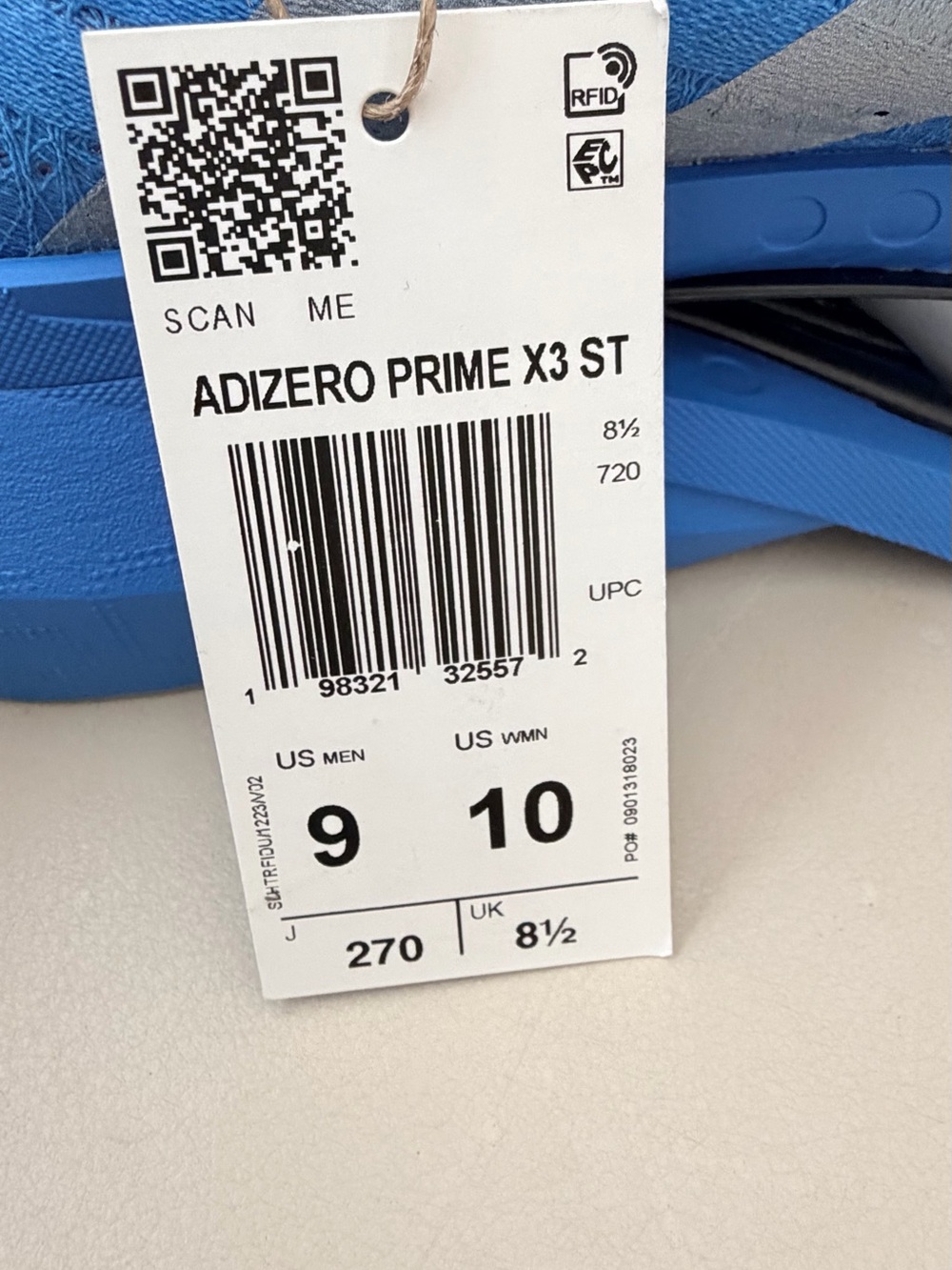 Adidas Adizero Prime X3 Strung Blue Running Shoes Men Size 9 Women 10 JQ0615 - Picture 14 of 16